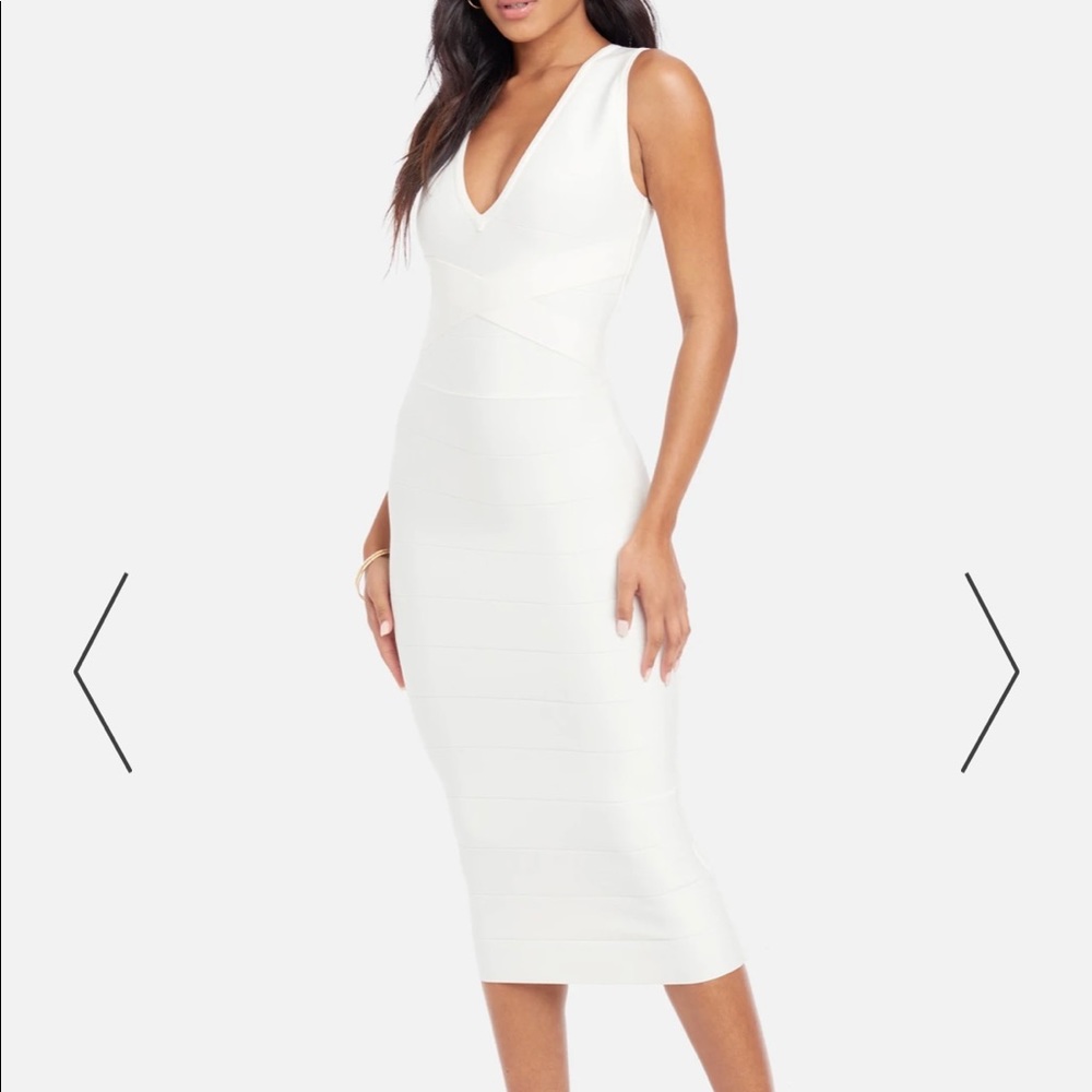 Bebe White Bandage Midi Dress